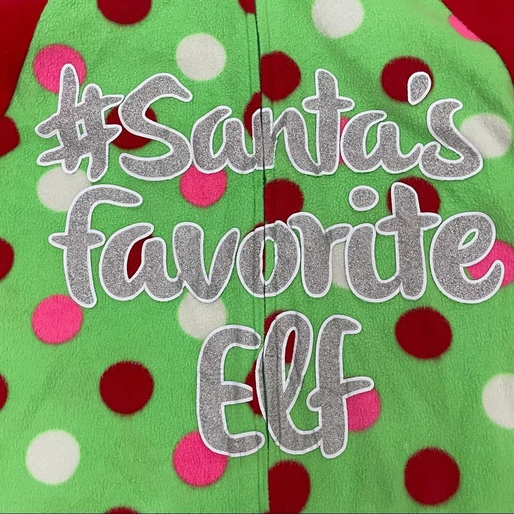 Justice Santa’s Favorite Elf Hooded Onesie Footies Included Size 10